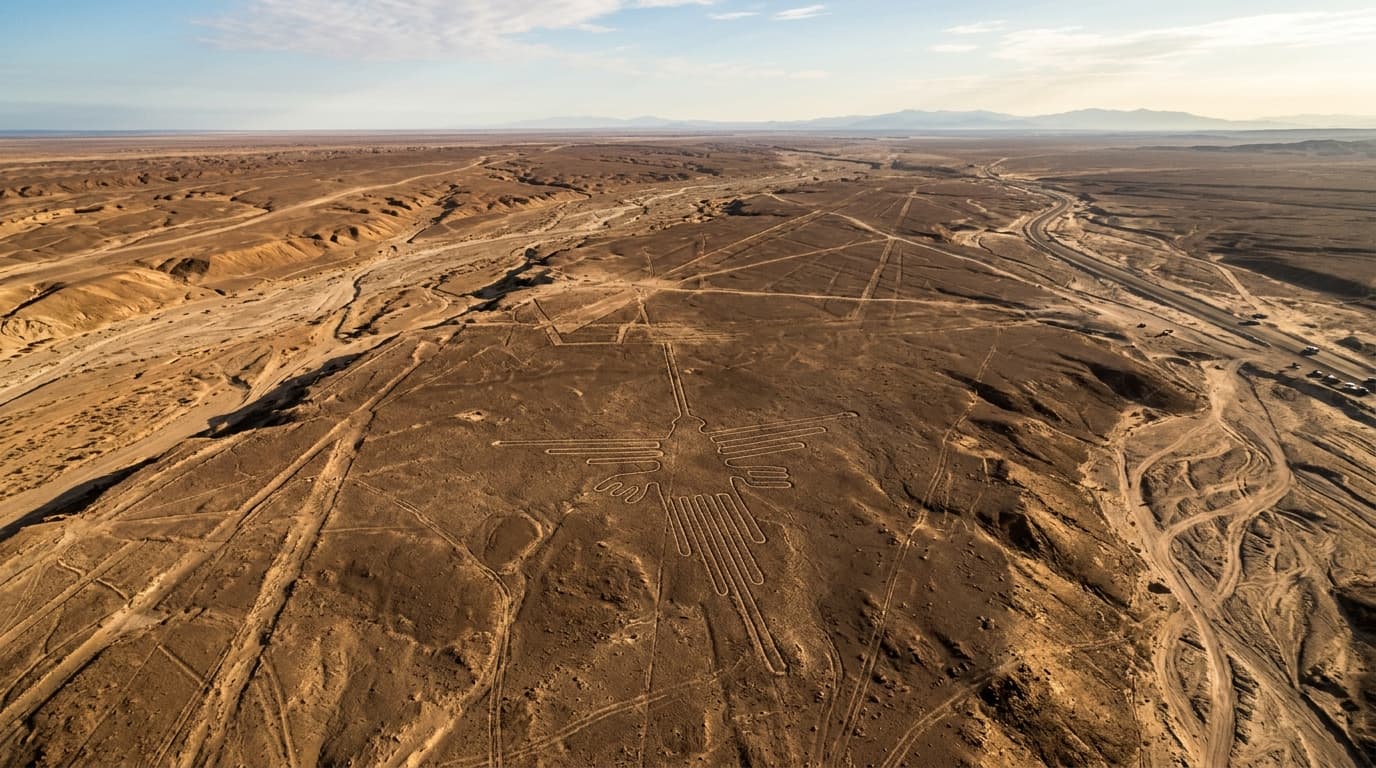 Aerial view of Nazca geoglyphs