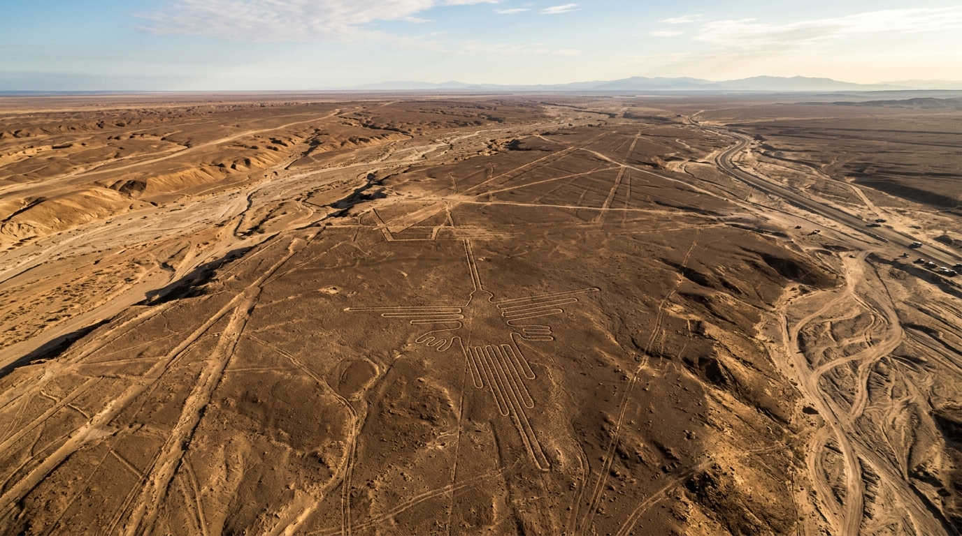 Aerial view of Nazca geoglyphs